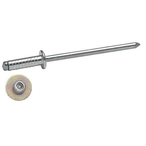 Grooved blind rivets, flat head, aluminium/steel