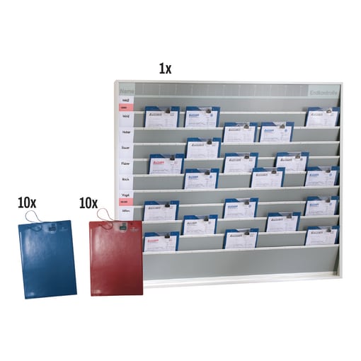 KFZ-Plantafel breit mit Auftragstaschen blau und rot