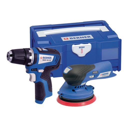 Cordless screwdriver BACD-1 BL 12 V & Cordless random orbital sander BACROS BL 12 V, in BC+ 