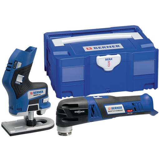 Cordless edge router BACER BL 12 V & Cordless oscillator BACOT Starlock 12 V, in BC+