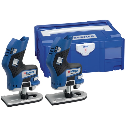 Two cordless edge router BACER BL 12 V, in BC+