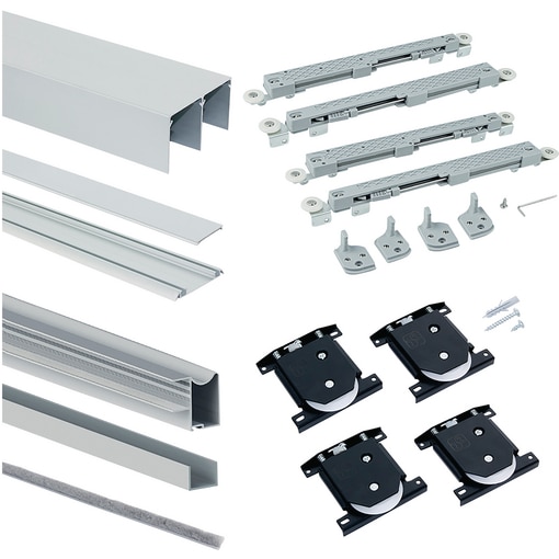 Placard 2 portes WAVE, épaisseur 18mm, fermeture amortie, Anodisé mat