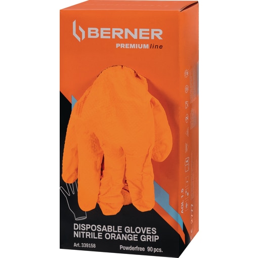 DISP.GLOVE NITRILE ORANGE L 90