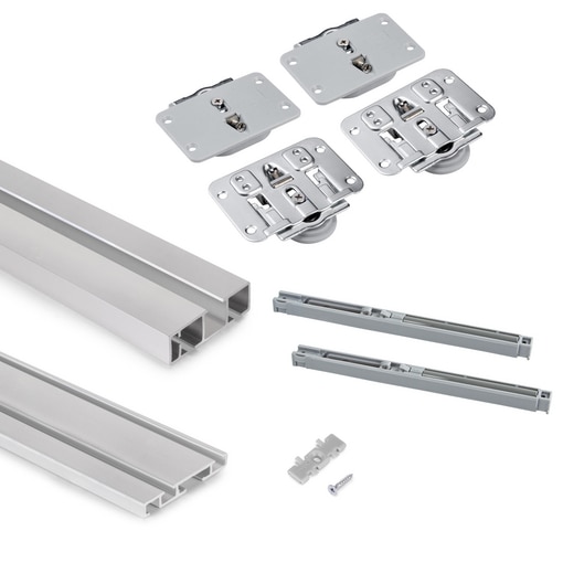 Sistema Flow de superficie en formato kit para un armario de 2 puertas corredera