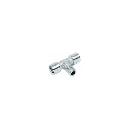 Té laiton nickelé mâle centre femelles latérales filetage cylindrique