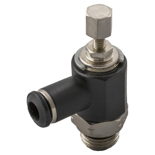 Raccord régleur de débit orientable à l'échappement à vis extérieur filetage cyl