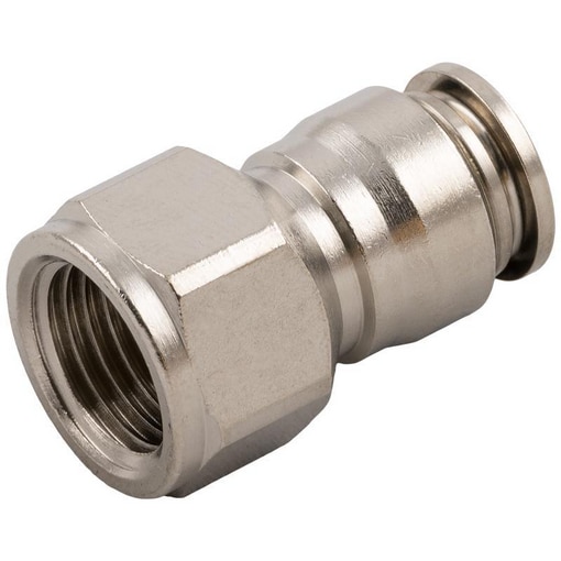 Raccord droit femelle laiton nickelé filetage cylindrique BSPP