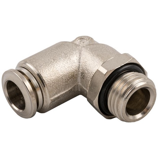 Raccord équerre orientable mâle laiton nickelé filetage cylindrique et métrique