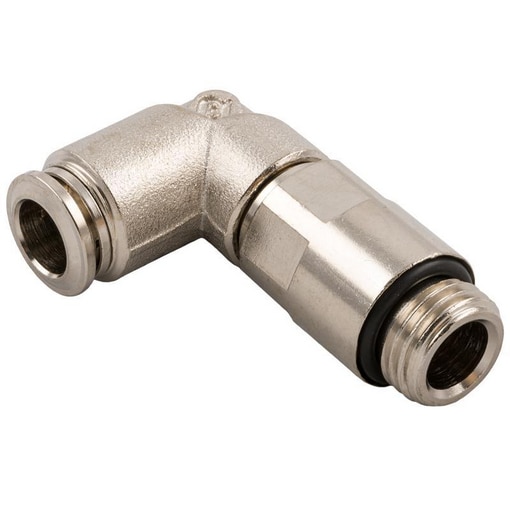 Raccord équerre orientable mâle prolongée laiton nickelé filetage cylindrique BS