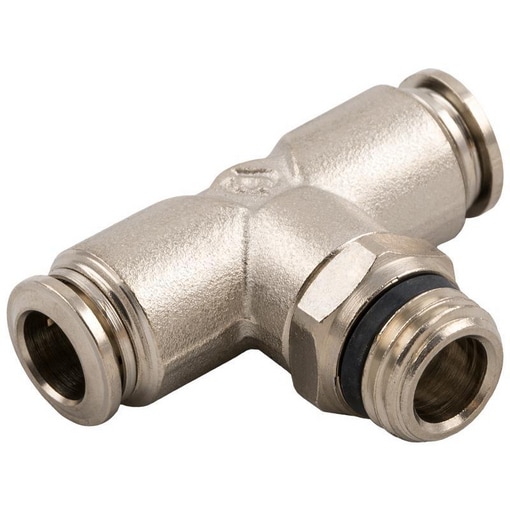 Raccord Té orientable piquage mâle centre laiton nickelé filetage conique Univer