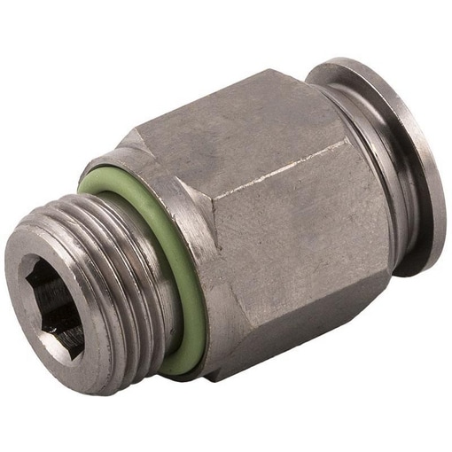 Raccord droit mâle NSF laiton nickelé et joint FKM filetage cylindrique BSPP