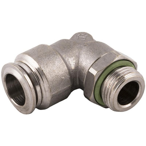 Raccord équerre mâle NSF laiton nickelé et joint FKM filetage cylindrique BSPP