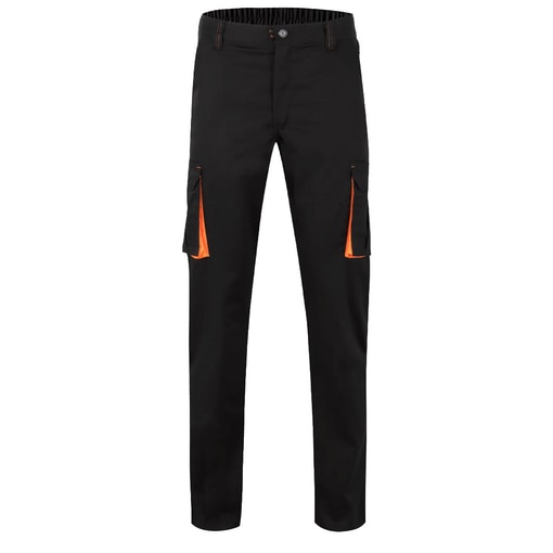 Pantalón largo profesional, color negro/naranja, talla XXL
