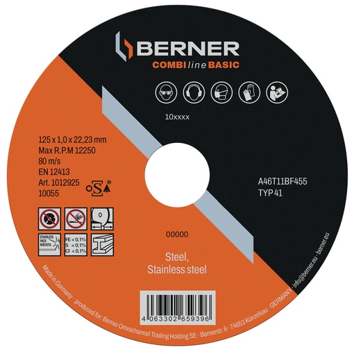 Disque à tronçonner  Inox/Metal BASIC 125x1x22 mm