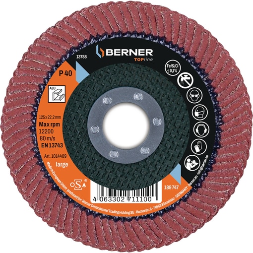 Brusný lamelový kotouč na hliník Top 125 x 22,2 mm P40