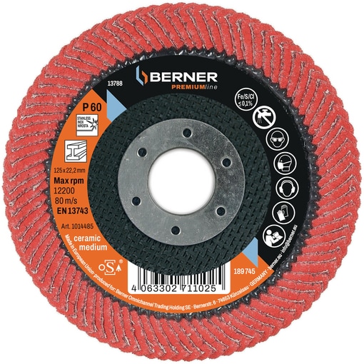 Disco lamellare curvo in ceramica L, 125 mm P60