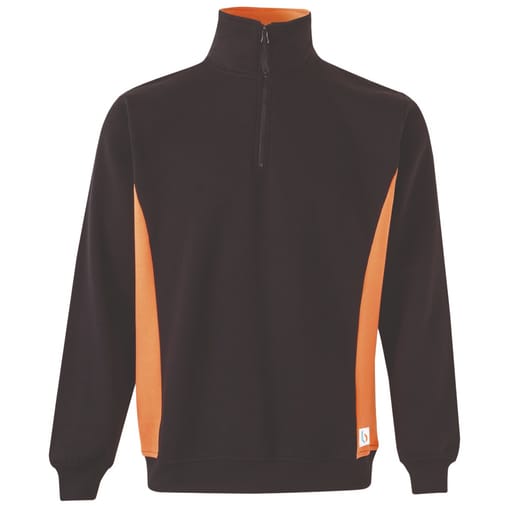 Sudadera media cremallera, color Negro/Naranja, talla S