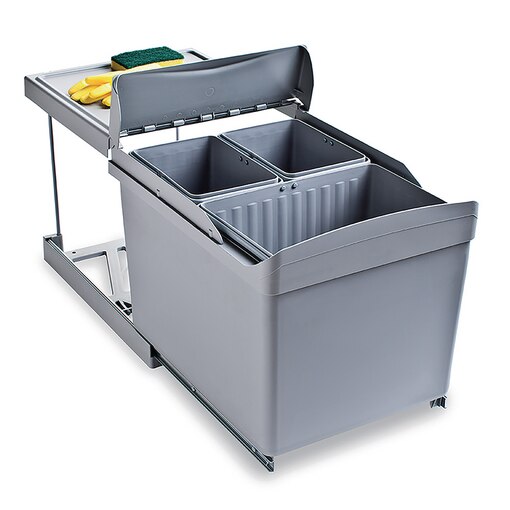 Poubelle 3 compartiments à extraction automatique 16l et 2 x 7,5l