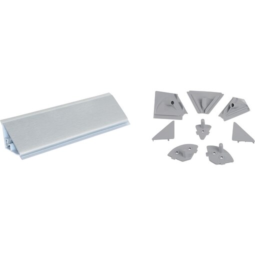 Profil triangulaire, avec accessoires, 4,7 m, plastique, anodisé satiné.