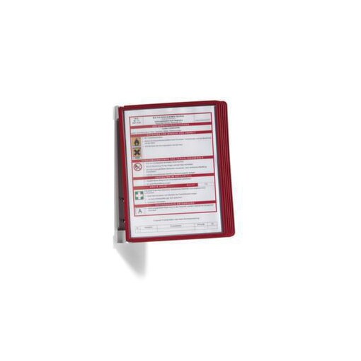 Wand-Sichttafelsystem, DIN A4, hoch, 5 Tafeln, rot, Wandhalter magnetisch