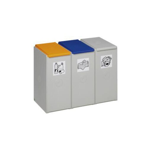 Wertstoff-Sammelbox,3x40l,HxBxT 570x760x405mm,Korpus Polystyrol lichtgrau