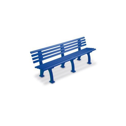 Parkbank,HxBxT 740x2000x380mm,9 Latten,PVC-Leisten-Sitz blau,Sitz H 440mm