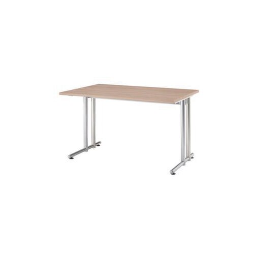 Schreibtisch, HxBxT 720x1200x800mm, Platte Nussbaum, C-Fuß RAL9006