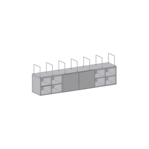 Schranksystem,f. Packtisch,HxBxT 585x1760x330mm,7 Bügel,4 Böden,2 Türen