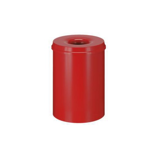 Papierkorb,selbstlöschend,30l,HxØ 470x335mm,Kopfteil rot,Korpus Stahl rot