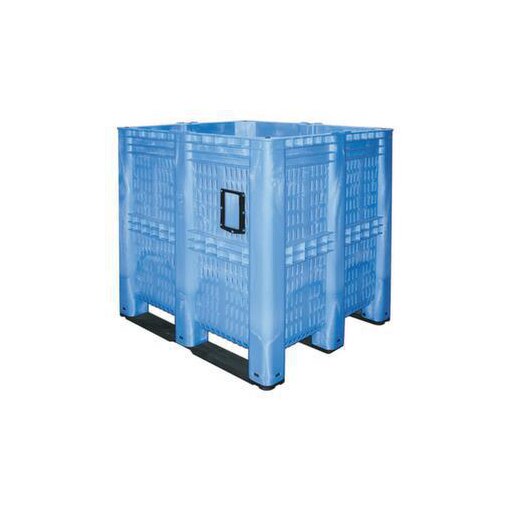 Megabehälter, HxLxB 1250x1300x1150mm, 1400l, PE, blau, Wände durchbrochen