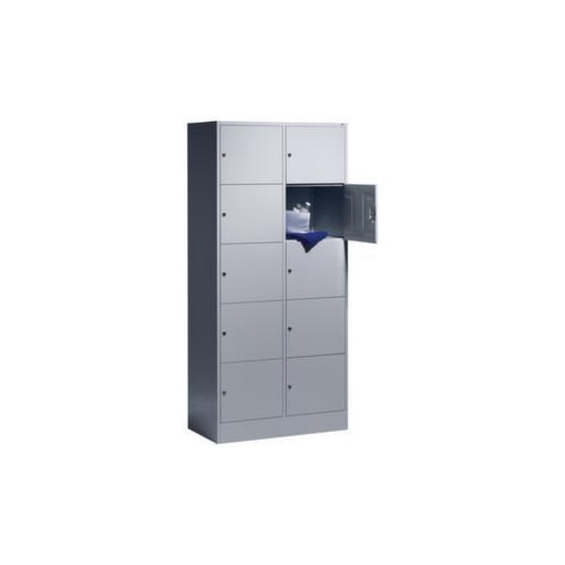 Schließfachschrank,RAL7035,HxBxT 1950x900x480mm,2x5 Fächer,Fach B 410mm