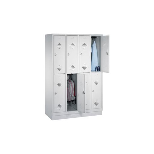 Doppelstöckiger Garderobenschrank,RAL7035,HxBxT 1800x1590x500mm,4x2 Abt.