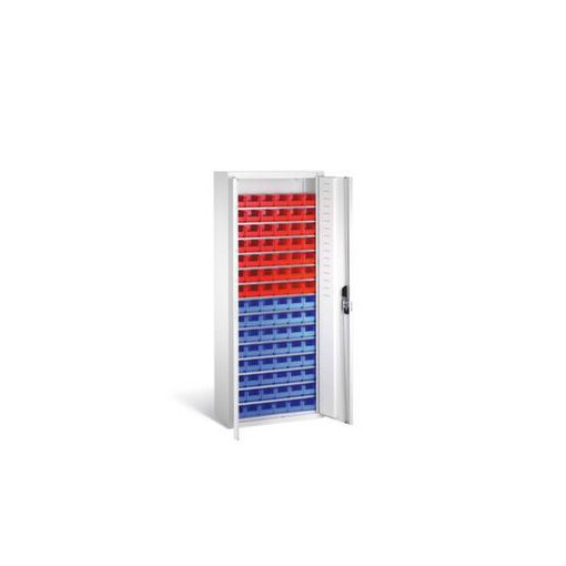 Magazinschrank,HxBxT 1690x700x300mm,90 Kästen PP rot/blau,14xStahlboden