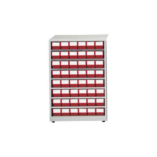 Lagermagazin, HxBxT 870x605x410mm, 48 Schublade(n), Schubladen rot