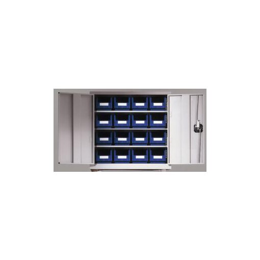 Wandschrank mit Kästen, HxBxT 780x690x285mm, 16 Kästen PE, 5xStahlboden