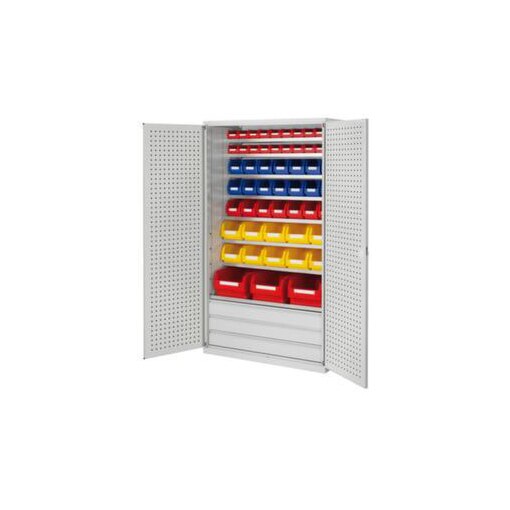 Schrank, m. Kästen, HxBxT 1950x1130x590mm, 54 Kästen PE, 3 Schublade(n)