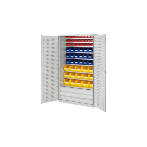 Schrank, m. Kästen, HxBxT 1950x1130x590mm, 66 Kästen PE, 3 Schublade(n)