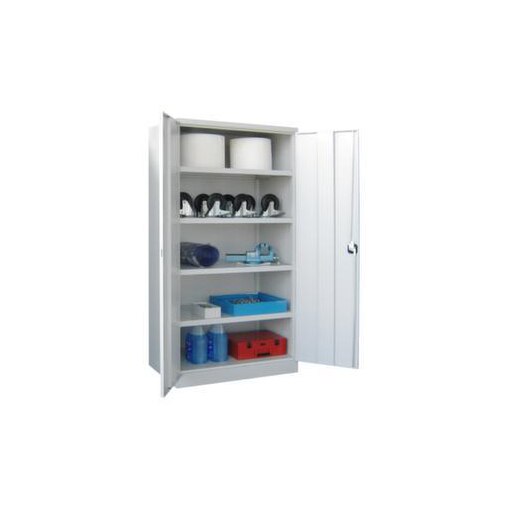 Schwerlast-Flügeltürenschrank,RAL7035,HxBxT 1950x1040x630mm,4xStahlboden