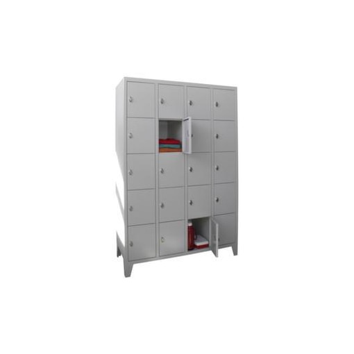 Schließfachschrank,RAL7035,HxBxT 1850x1200x500mm,4x5 Fächer,Fach B 300mm