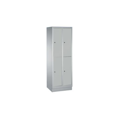 Doppelstöckiger Garderobenschrank,RAL7035,HxBxT 1800x810x500mm,2x2 Abt.