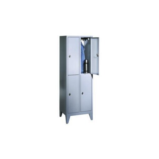 Doppelstöckiger Garderobenschrank,RAL7035,HxBxT 1850x610x500mm,2x2 Abt.