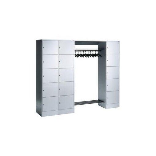 Schließfach-Garderobe, RAL7035, HxBxT 1950x2760x480mm, 3x5 Fächer