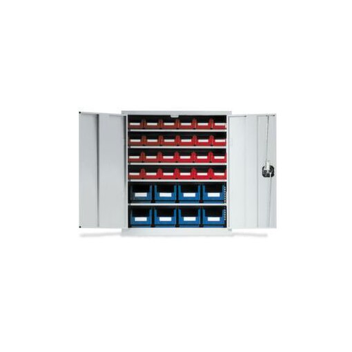 Wandschrank mit Kästen, HxBxT 780x690x285mm, 32 Kästen PE, 5xStahlboden