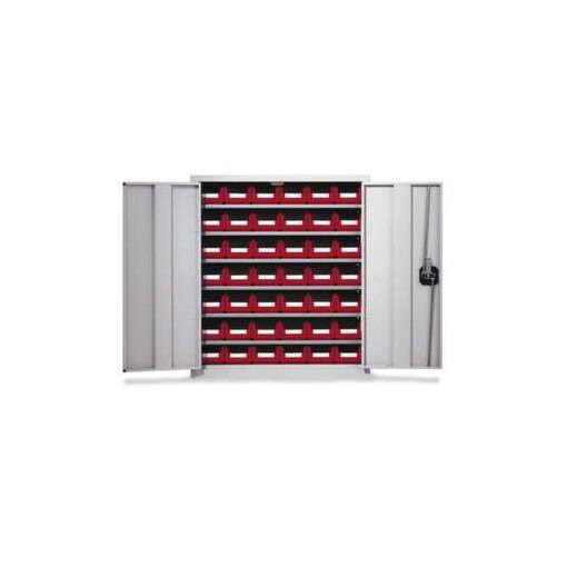 Wandschrank mit Kästen, HxBxT 780x690x285mm, 42 Kästen PE, 5xStahlboden