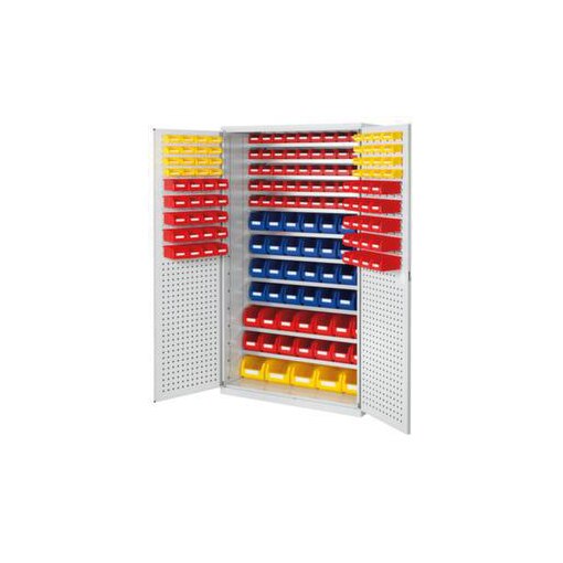 Schrank, m. Kästen, HxBxT 1950x1130x590mm, 169 Kästen PE, 11xStahlboden