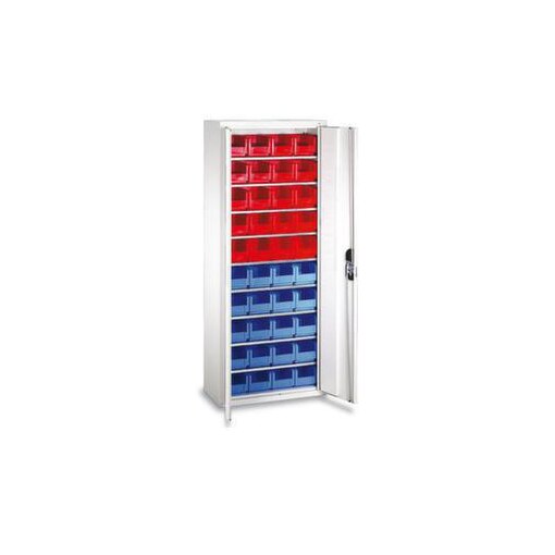 Magazinschrank,HxBxT 1690x700x300mm,40 Kästen PP rot/blau,9xStahlboden