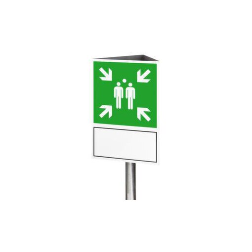 Fluchtwegschild, Sammelstelle+20 Zeichen Freitext, Dreiecksschild, Alu