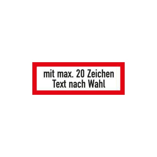 Brandschutzschild, Freitext 20 Zeichen, Wandschild, Alu, Standard