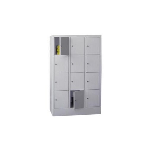 Schließfachschrank,RAL7035,HxBxT 1518x900x500mm,3x4 Fächer,Fach B 300mm