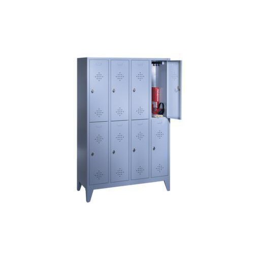 Doppelstöckiger Garderobenschrank,RAL7035,HxBxT 1850x1590x500mm,4x2 Abt.